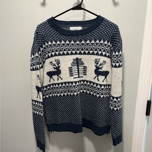 Navy and White Reindeer Pattern Sweatshirt